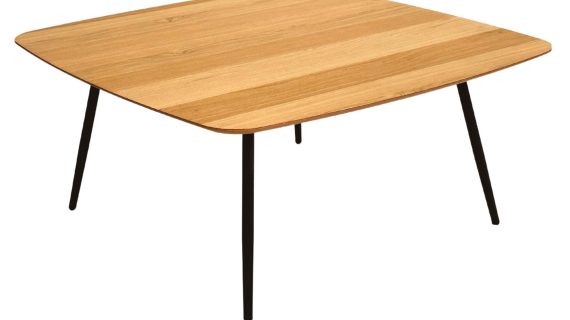 Miniaturka 1 - Stolik Dębowy Geometryczny z Frezowanym Blatem – Linaro 04