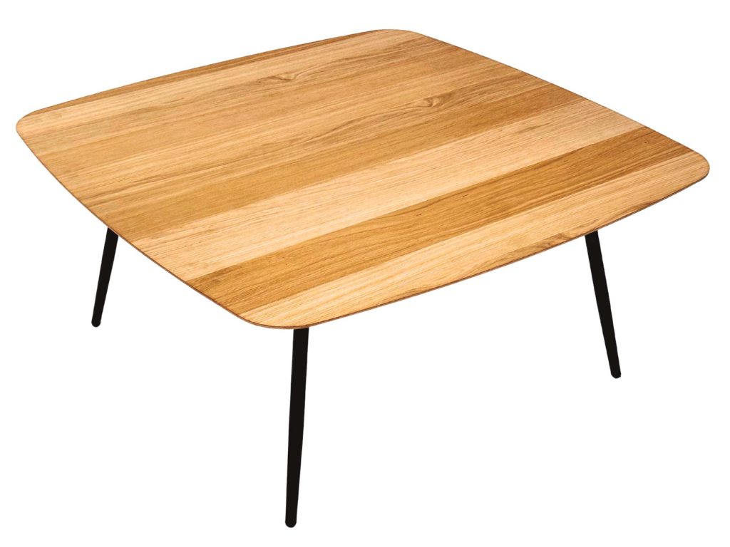 Stolik Dębowy Geometryczny z Frezowanym Blatem – Linaro 04