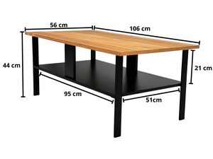 Miniatura 8 - Sada stolků s černým roštem na pozadí bílým s rozměry technicznymi