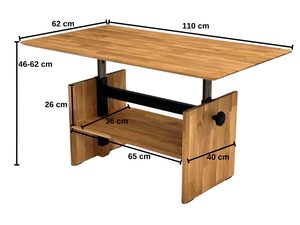 Miniatura 7 - Konferenční stolek z podnoszonym deskou a rozměry technicznymi