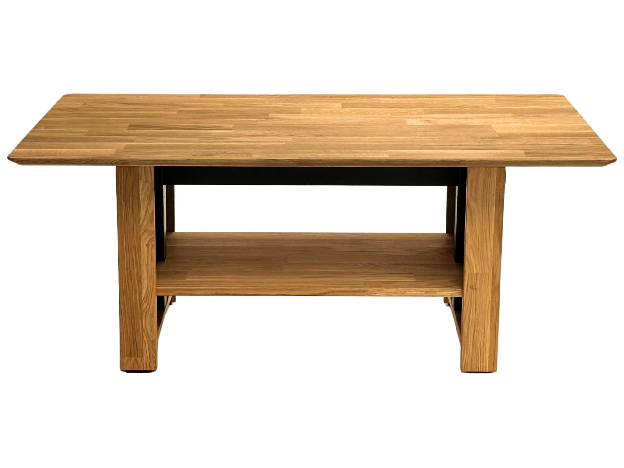 Stolik kawowy widziany z boku z otwartą półką