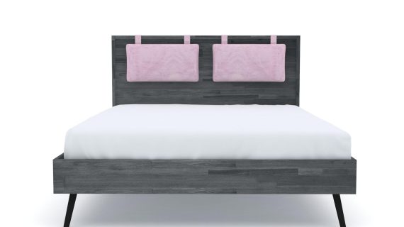 Miniaturka 6 - Łóżko w stylu loftowym z różowym tapicerowanym zagłówkiem