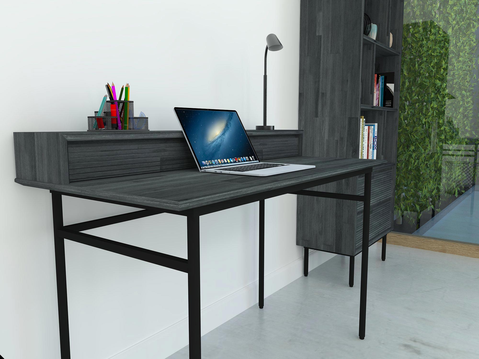 Nowoczesne biurko na smukłych nogach do biura i gabinetu