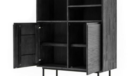 Miniaturka 2 - Witryna z ciemnego drewna z otwieranymi drzwiami w stylu loft