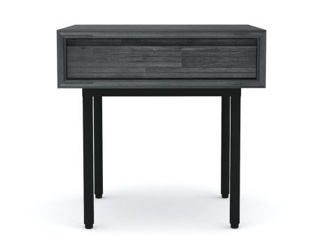 Stolik nocny do sypialni w czarnych barwach do loftowych wnętrz