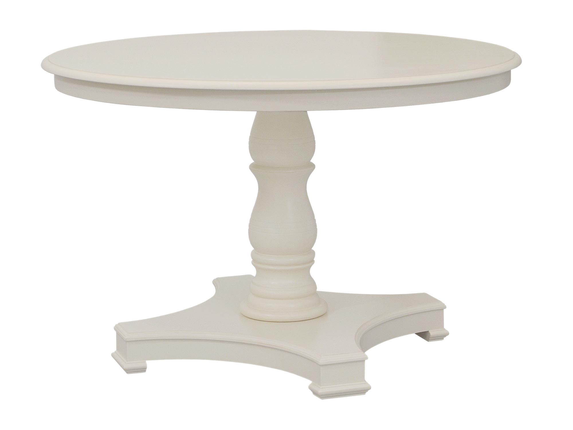 Okrągły stół z drewna w kolorze ecru do jadalni shabby chic