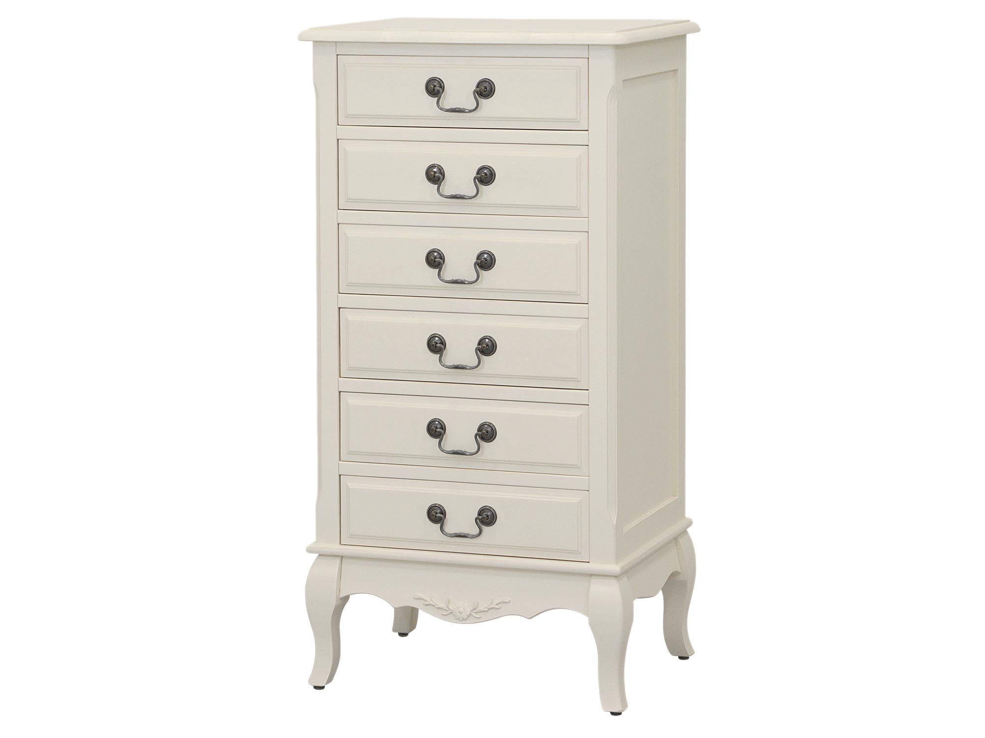 Komoda z szufladami w stylu francuskim z postarzaną bielą