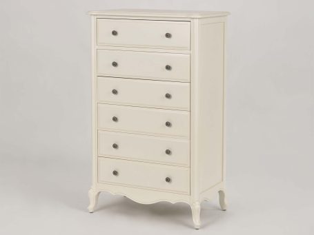 Komoda prowansalska z frezowanymi krawędziami i białym wykończeniem – Dijon