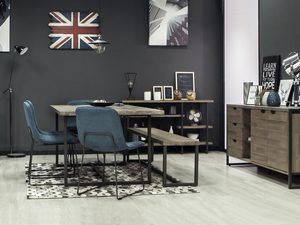 Miniaturka 3 - Meble do jadalni z litego drewna w stylu industrialnym z niebieskimi akcentami