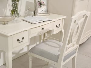 Miniaturka 3 - Toaletka z drewna z szufladami i krzesłem w stylu prowansalskim