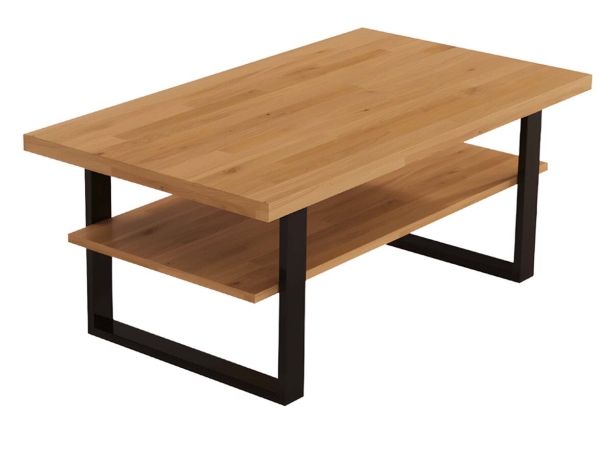 Industrial Couchtisch Holz Metall Eiche massiv Metron