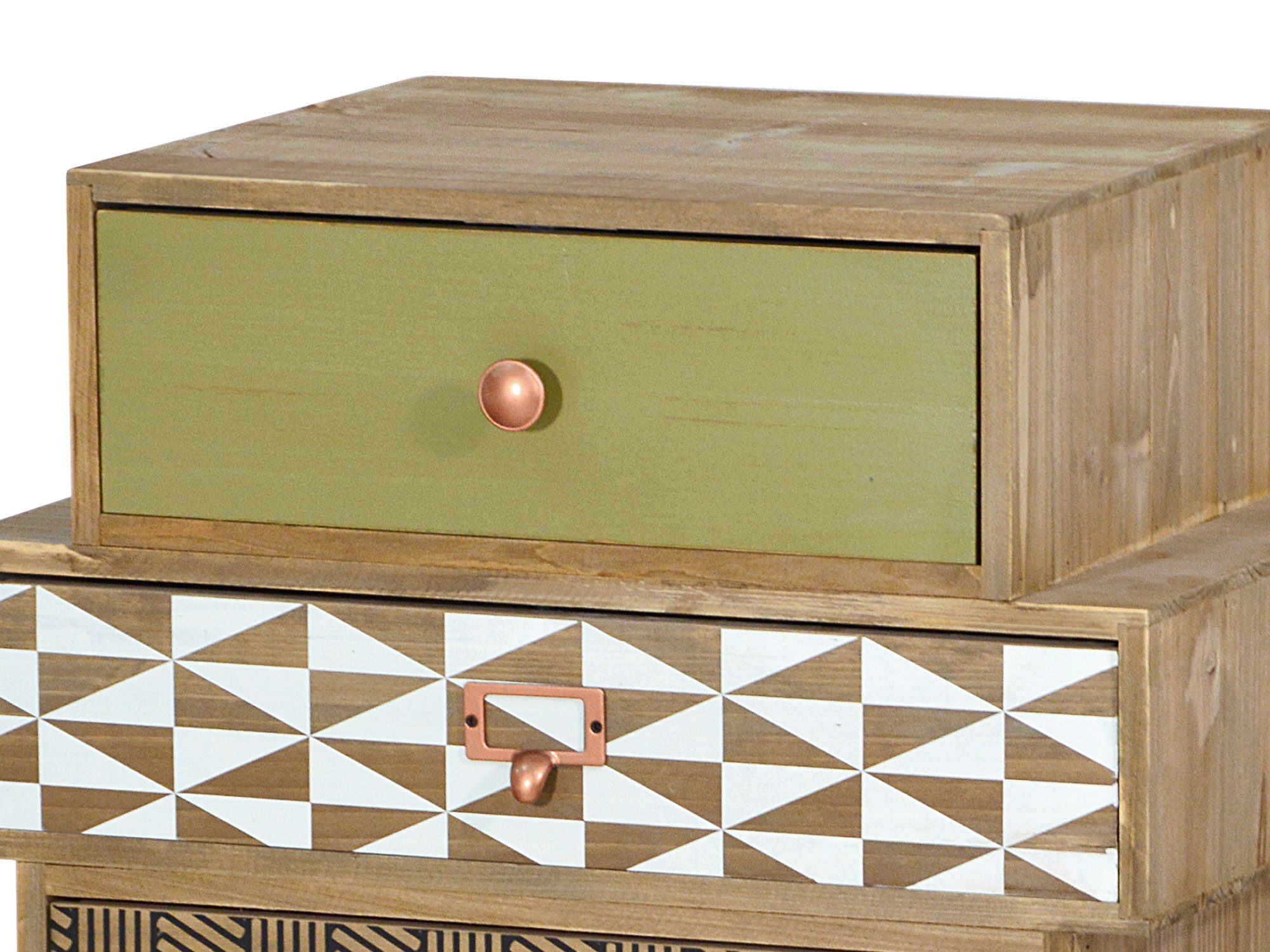Drewniana szafka nocna z dekoracyjnymi frontami w stylu vintage kolor zielony