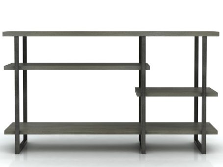 Regał z drewna akacji i MDF, półki na stalowej ramie, styl industrialny