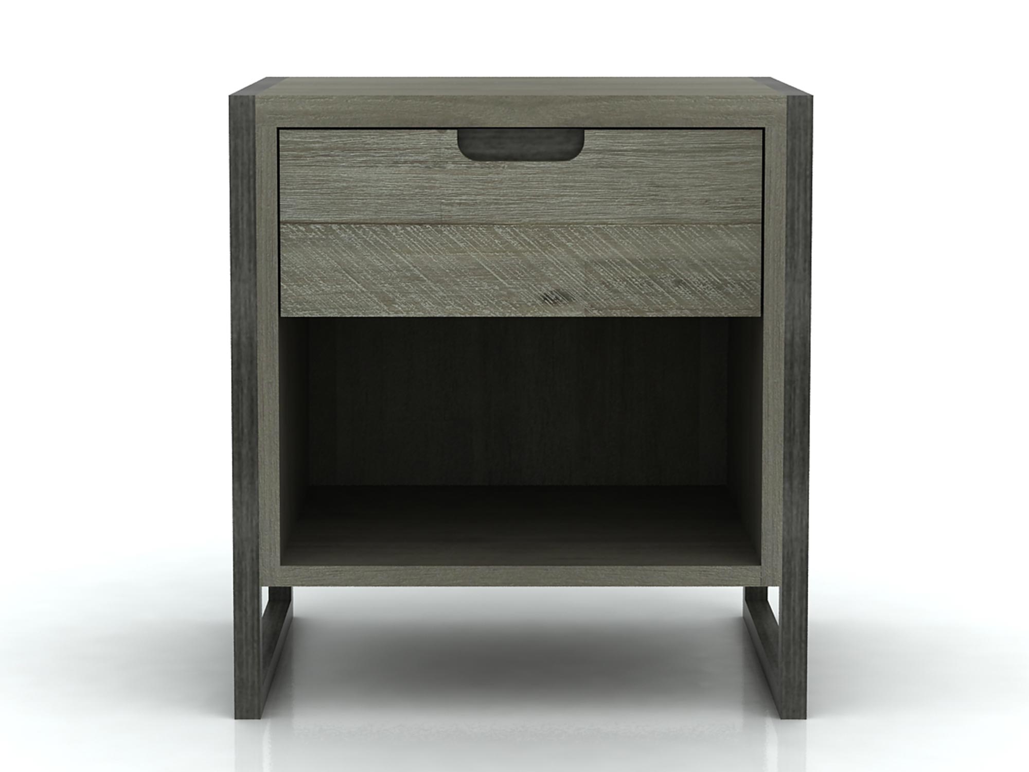 Szafka z drewna i otwartą półką do sypialni w stylu industrialnym