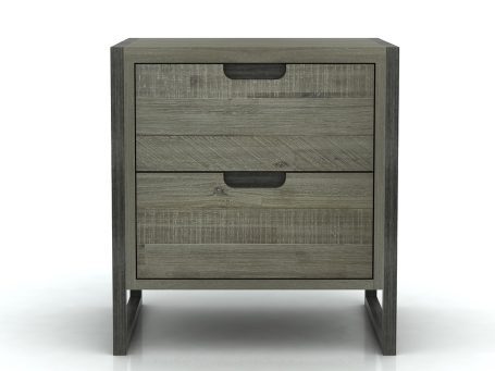Szafka nocna z drewna dębowego w kolorze szarości do nowoczesnej sypialni