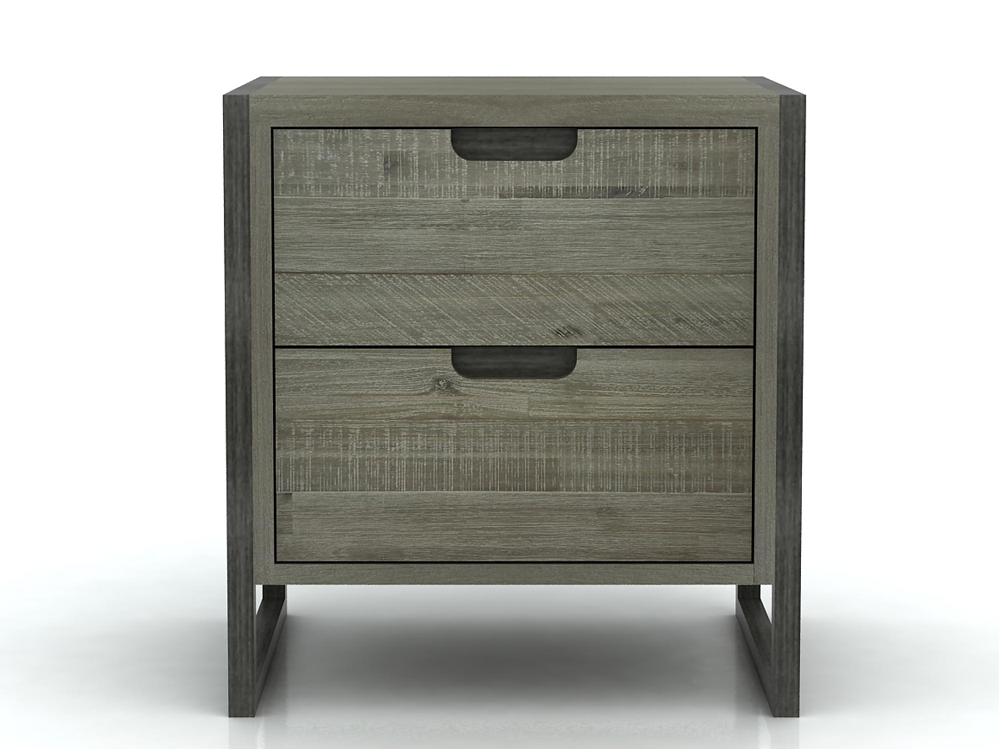 Szafka nocna z drewna dębowego w kolorze szarości do nowoczesnej sypialni