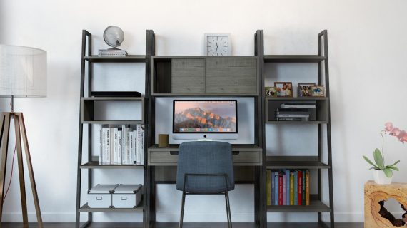 Miniaturka 3 - Biurko z regałem z MDF i drewna akacji, industrialny styl do biura