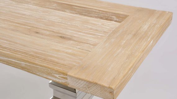 Miniaturka 9 - Konsola glamour z intarsją w naturalnym drewnie i stalowymi nogami – Luxe