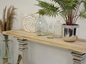 Miniatura 12 - Stůl konsolowy glamour světlé dřevo chromowane nohy perspektiva