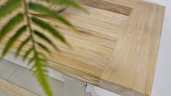 Miniaturka 13 - Konsola glamour z intarsją w naturalnym drewnie i stalowymi nogami – Luxe