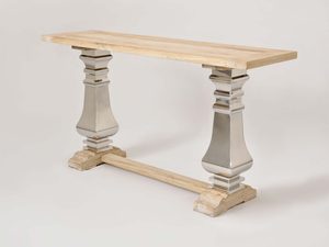 Miniatura 1 - Stůl konsolowy glamour bělené dřevo srebrne nohy perspektiva