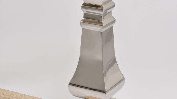 Miniaturka 2 - Konsola glamour z intarsją w naturalnym drewnie i stalowymi nogami – Luxe