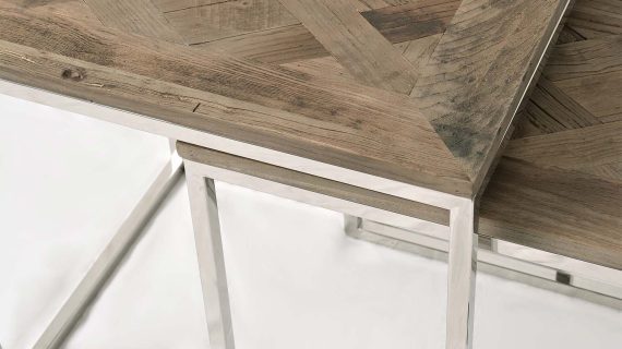 Miniaturka 7 - Zestaw stolików na stalowej ramie z drewnianym blatem i intarsją – Luxe