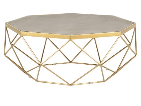 Stolik kawowy w stylu glamour z geometryczną ramą i cementowym blatem – Luxe