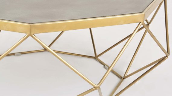 Miniaturka 3 - Stolik kawowy w stylu glamour z geometryczną ramą i cementowym blatem – Luxe