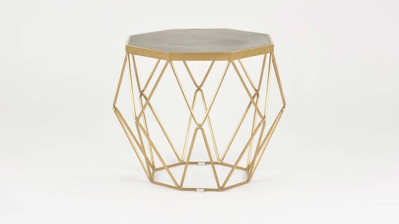 Miniaturka 1 - Stylowy Stolik na złotej ramie z szarym betonowym blatem – Luxe