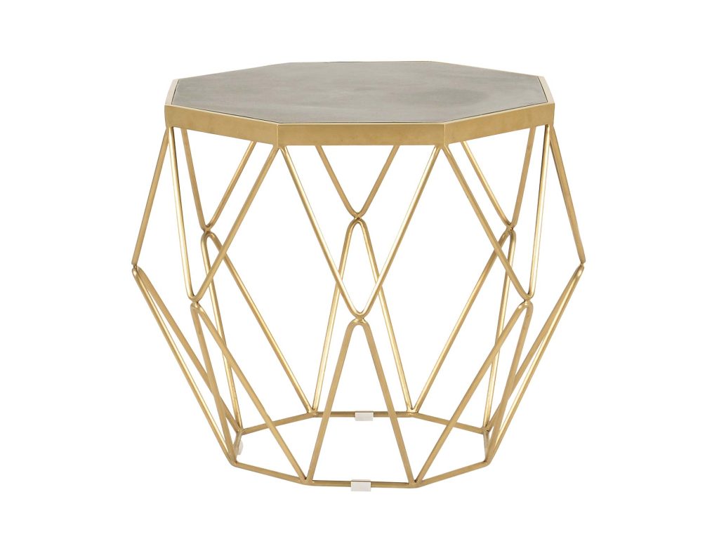 Stylowy Stolik na złotej ramie z szarym betonowym blatem – Luxe