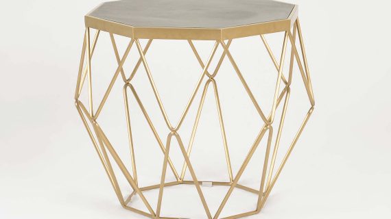 Miniaturka 2 - Stylowy Stolik na złotej ramie z szarym betonowym blatem – Luxe