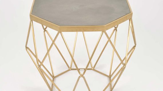 Miniaturka 3 - Stylowy Stolik na złotej ramie z szarym betonowym blatem – Luxe