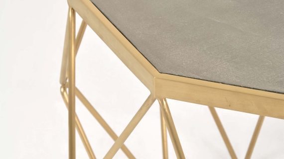 Miniaturka 5 - Stylowy Stolik na złotej ramie z szarym betonowym blatem – Luxe