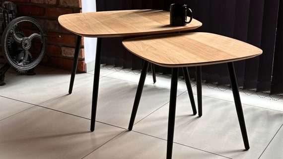 Miniaturka 5 - Stolik Drewniany Mały z Geometryczną Nóżką – Linaro 01