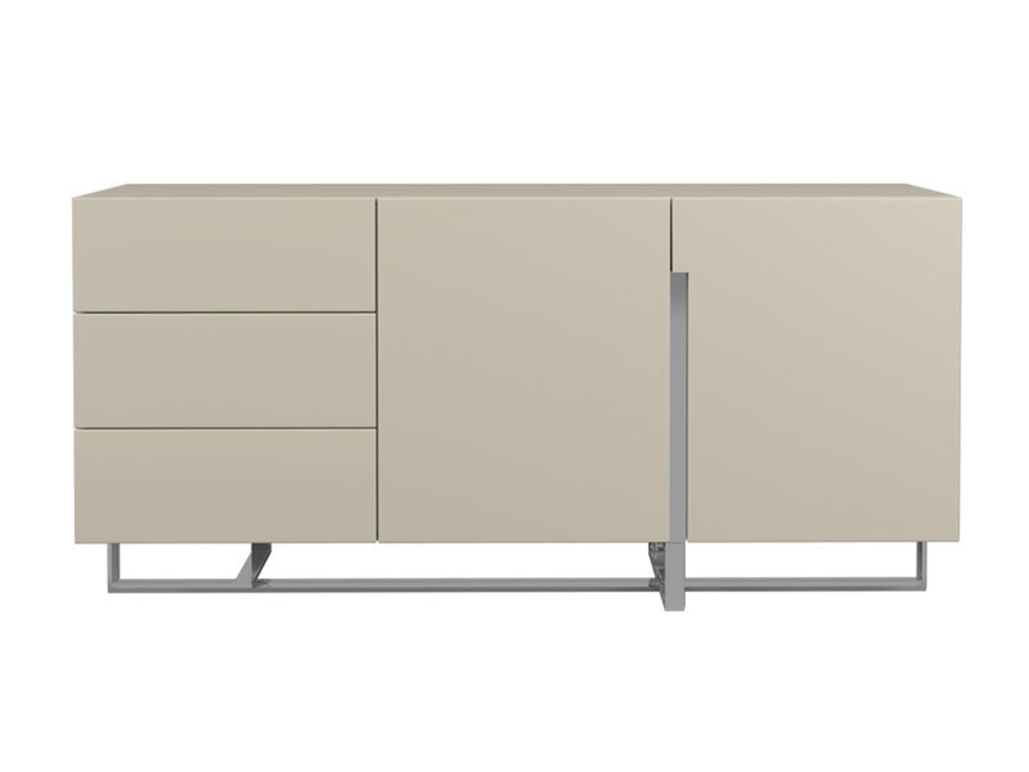 Beżowa komoda z MDF i trzema szufladami