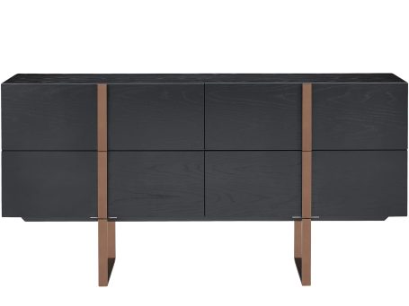 Zestaw komód z MDF i okleiną dębową, nowoczesny design, stalowe akcenty