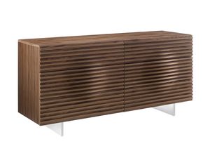 Miniatura 1 - Komoda v tmavém debie s MDF, ocelová rám, moderní design