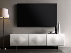 Miniaturka 3 - Szafka RTV z ryflowanym frontem i miejscem na TV w aranżacji salonu