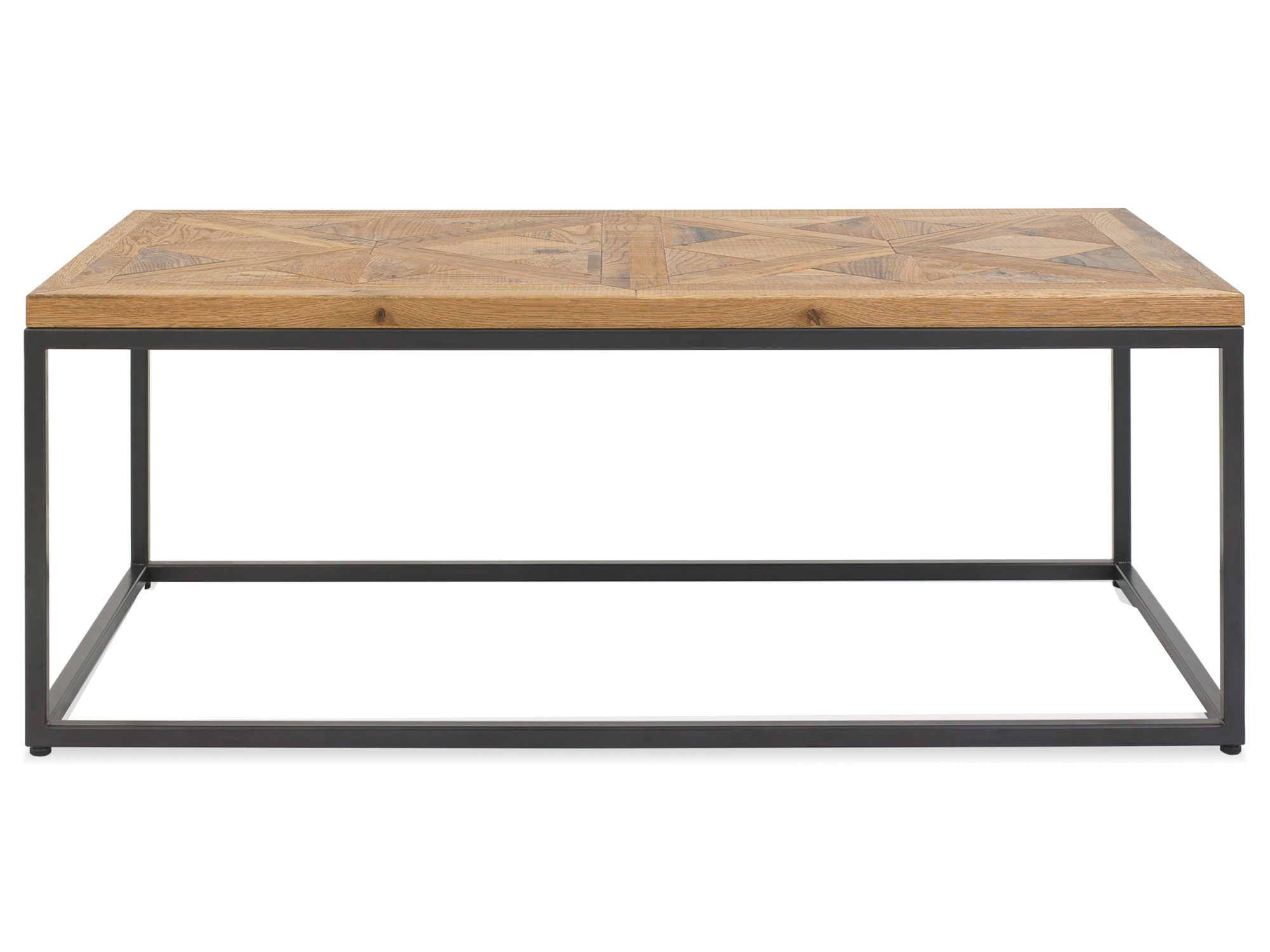 Prosty stolik industrialnyz drewna dębowego z geometrycznym wzorem