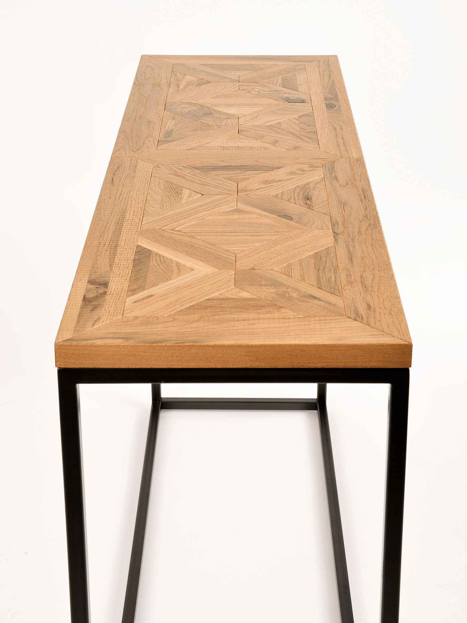 Blat konsoli z intarsją X z naturalnego olejowanego drewna