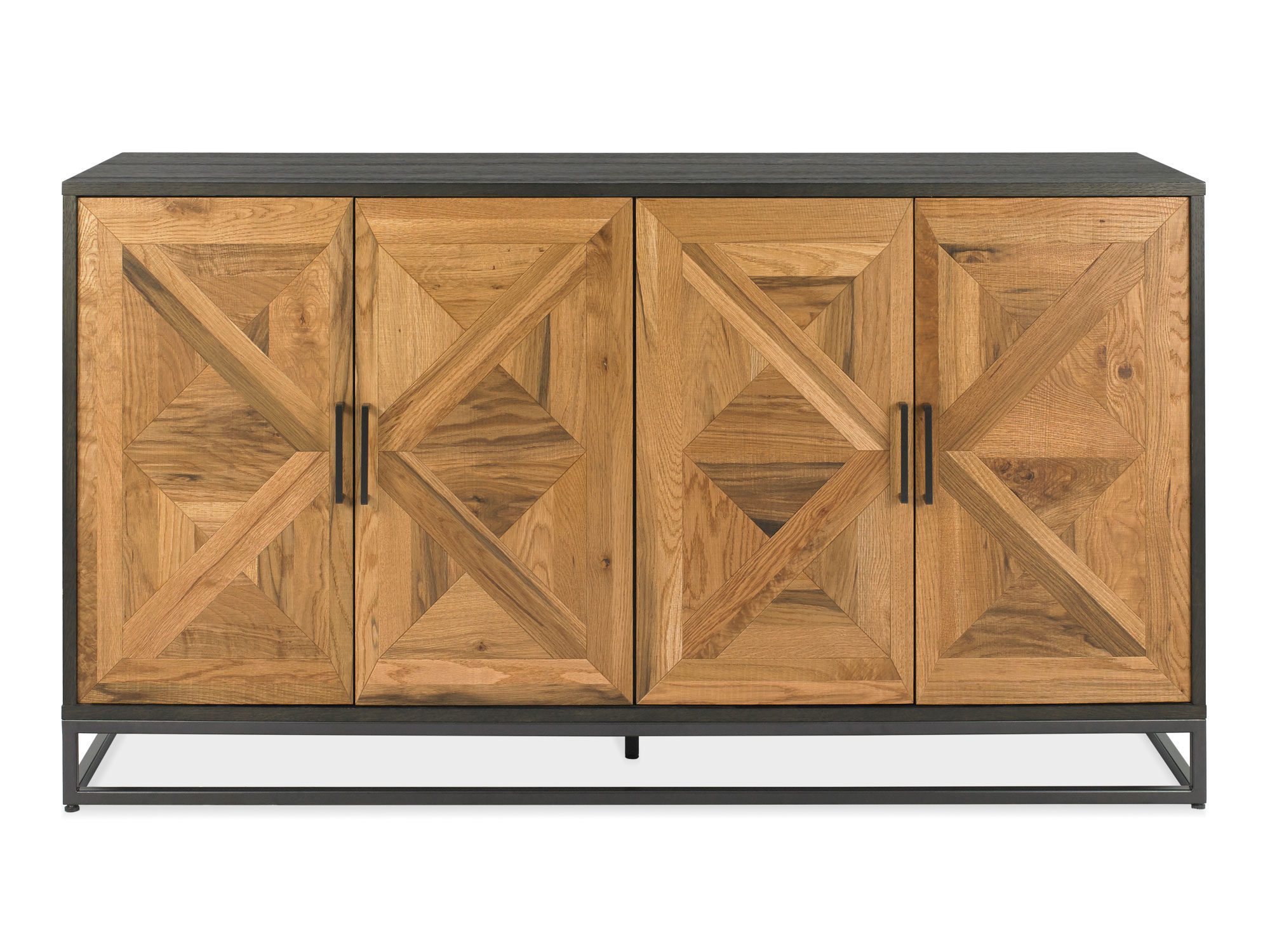 Komoda z geometryczną intarsją w stylu industrialnym z dębu