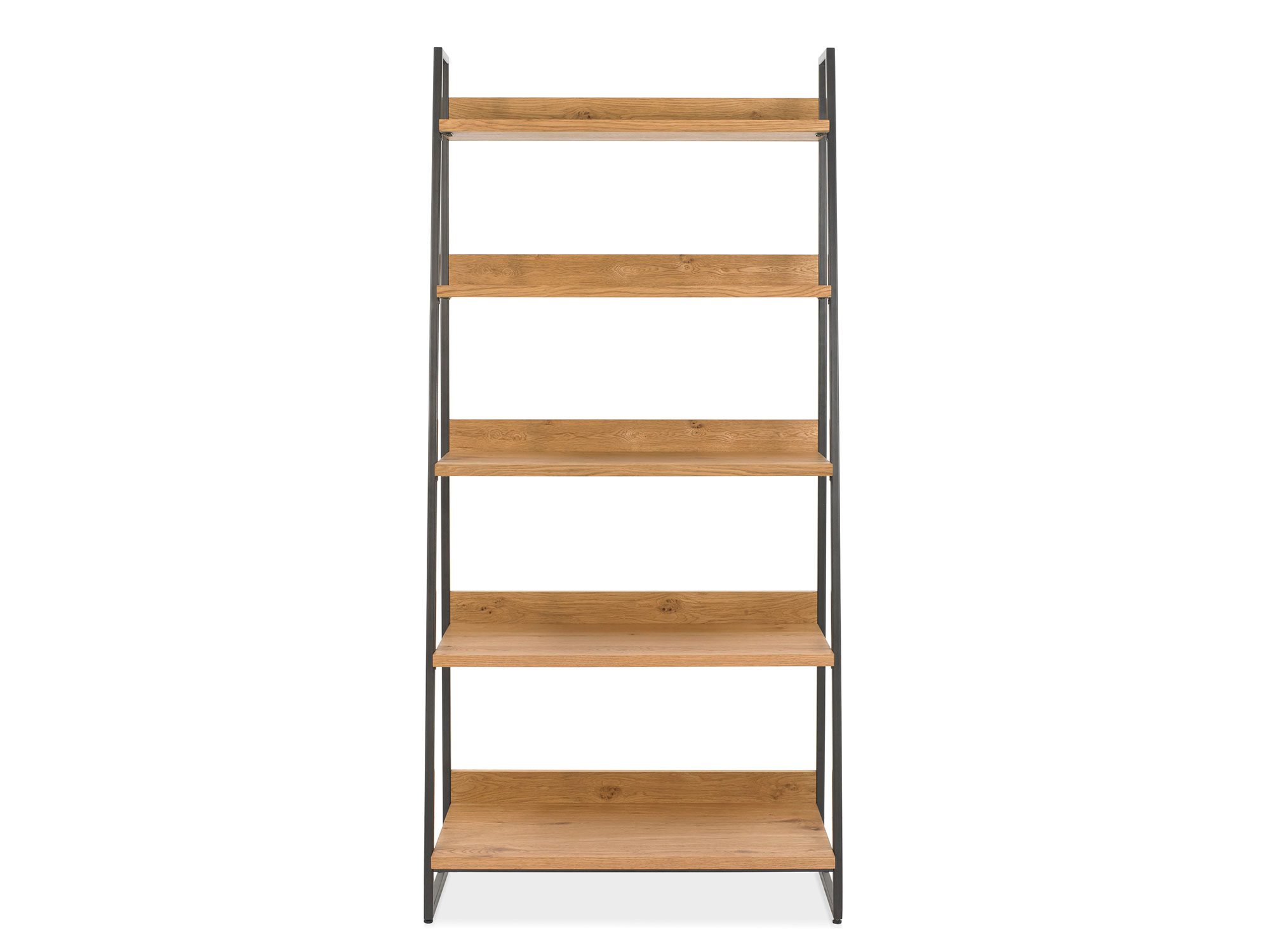 Regał z drewna dębowego olejowanego i metalowej konstrukcji