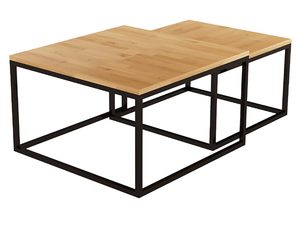 Miniatura 8 - Sestava dvou dubových konferenčních stolků loft s kovovým rámem