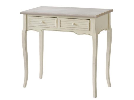 Drewniana konsola z dekoracyjnymi frontami i szufladami w stylu prowansalskim kolor kremowy