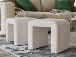 Miniatura 2 - Sada béžových a šedých taburetů bouclé v aranžmá obývacího pokoje