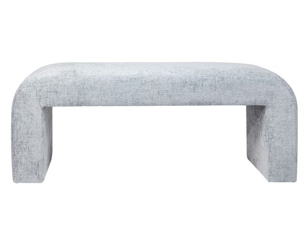 Šedá taburet bouclé s jednoduchou formou a minimalistickém designem