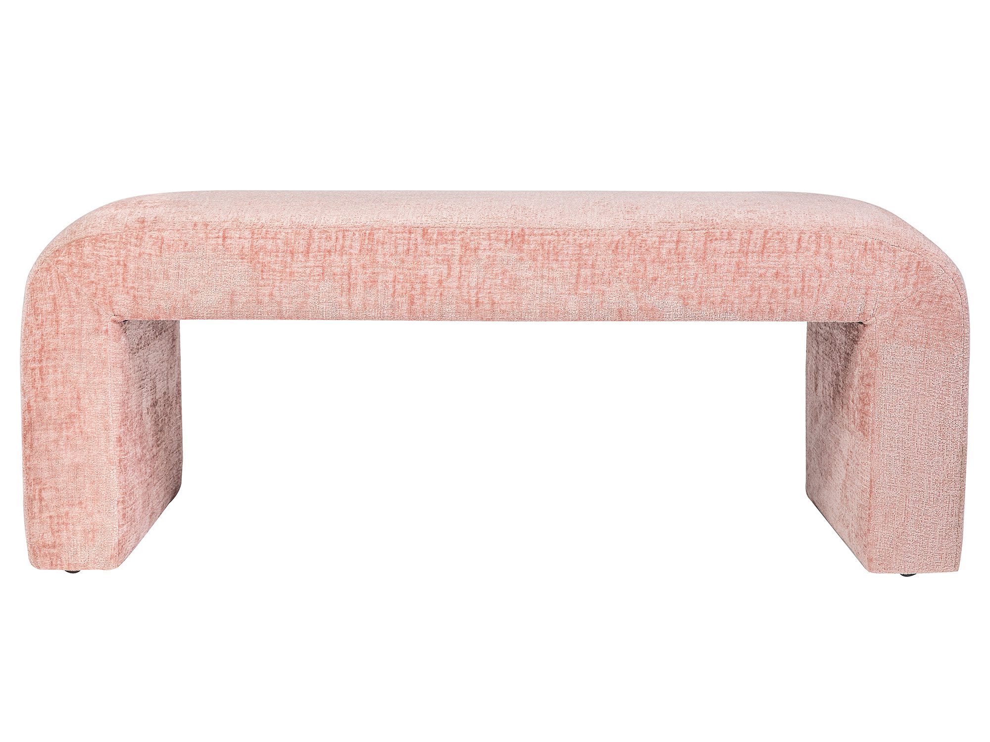 Designerska ławka tapicerowana boucle w kolorze różowym Designerska ławka tapicerowana boucle w kolorze różowym