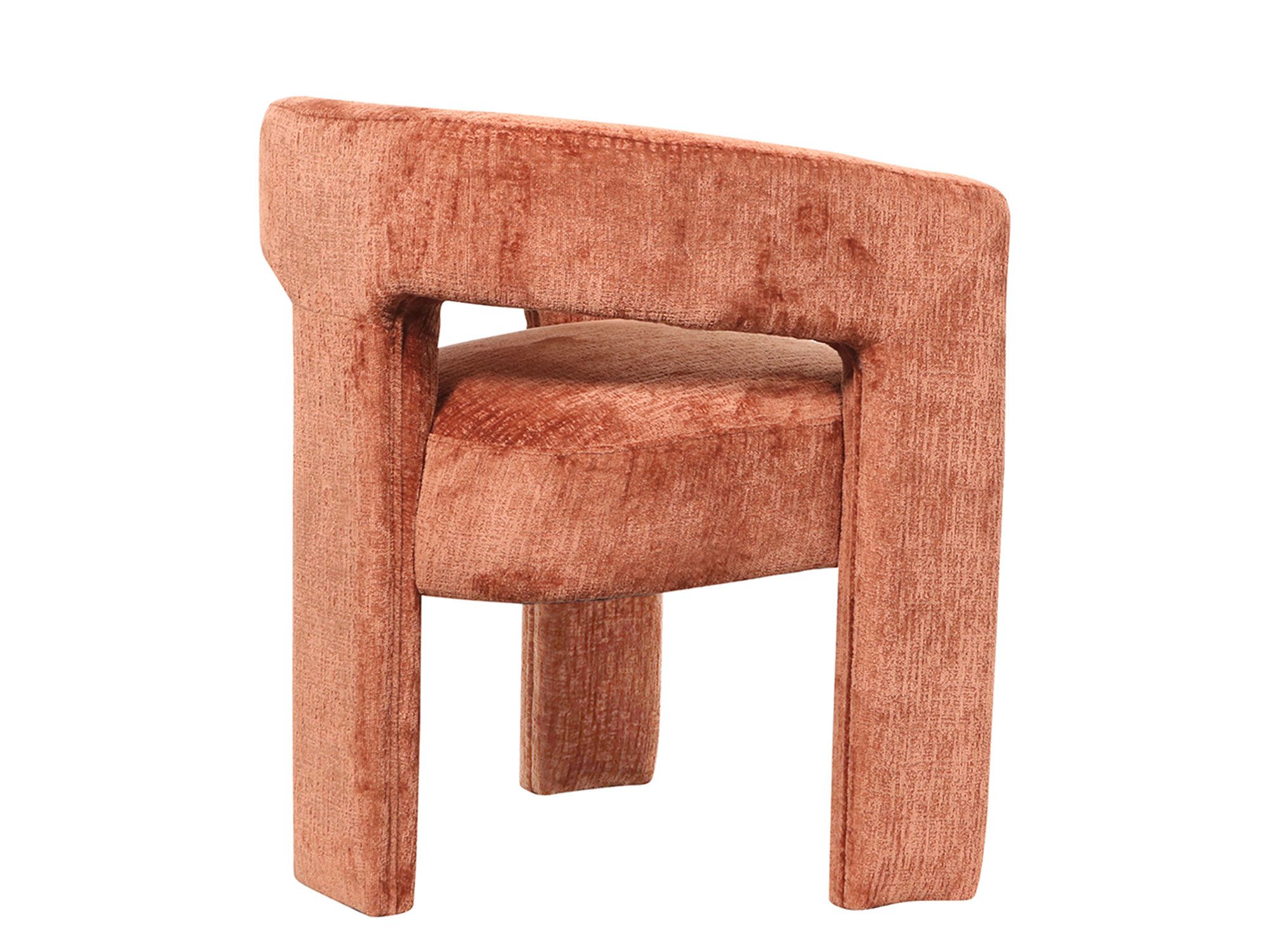 Stylowe krzesło boucle z ceglastą tapicerką i profilowanym oparciem