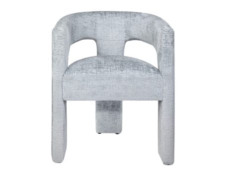 Szare krzesło tapicerowane boucle z grubym siedziskiem